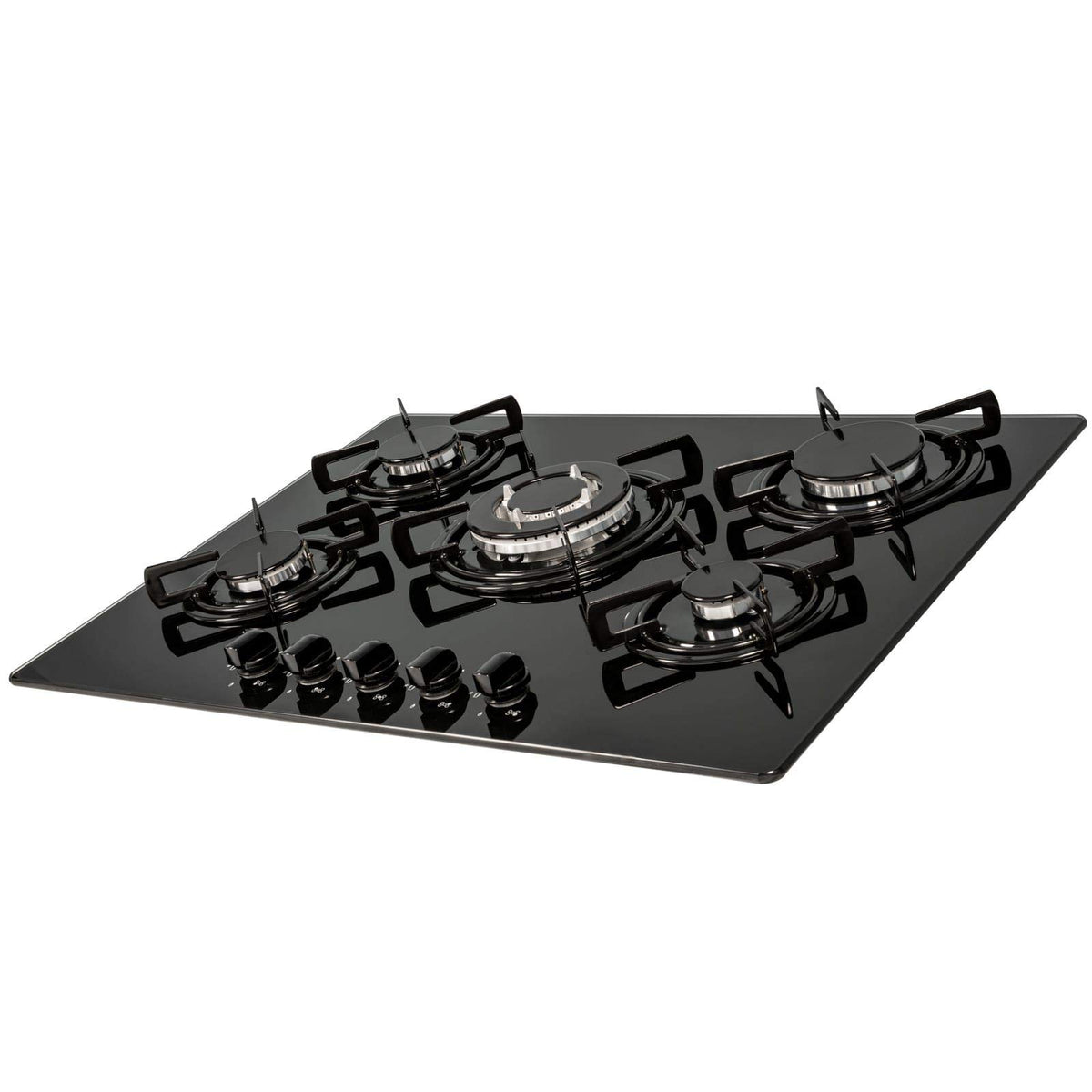 SIA GHG302BL 30cm 2 Burner Black Glass On Gas Domino Hob With Enamel Pan Stands