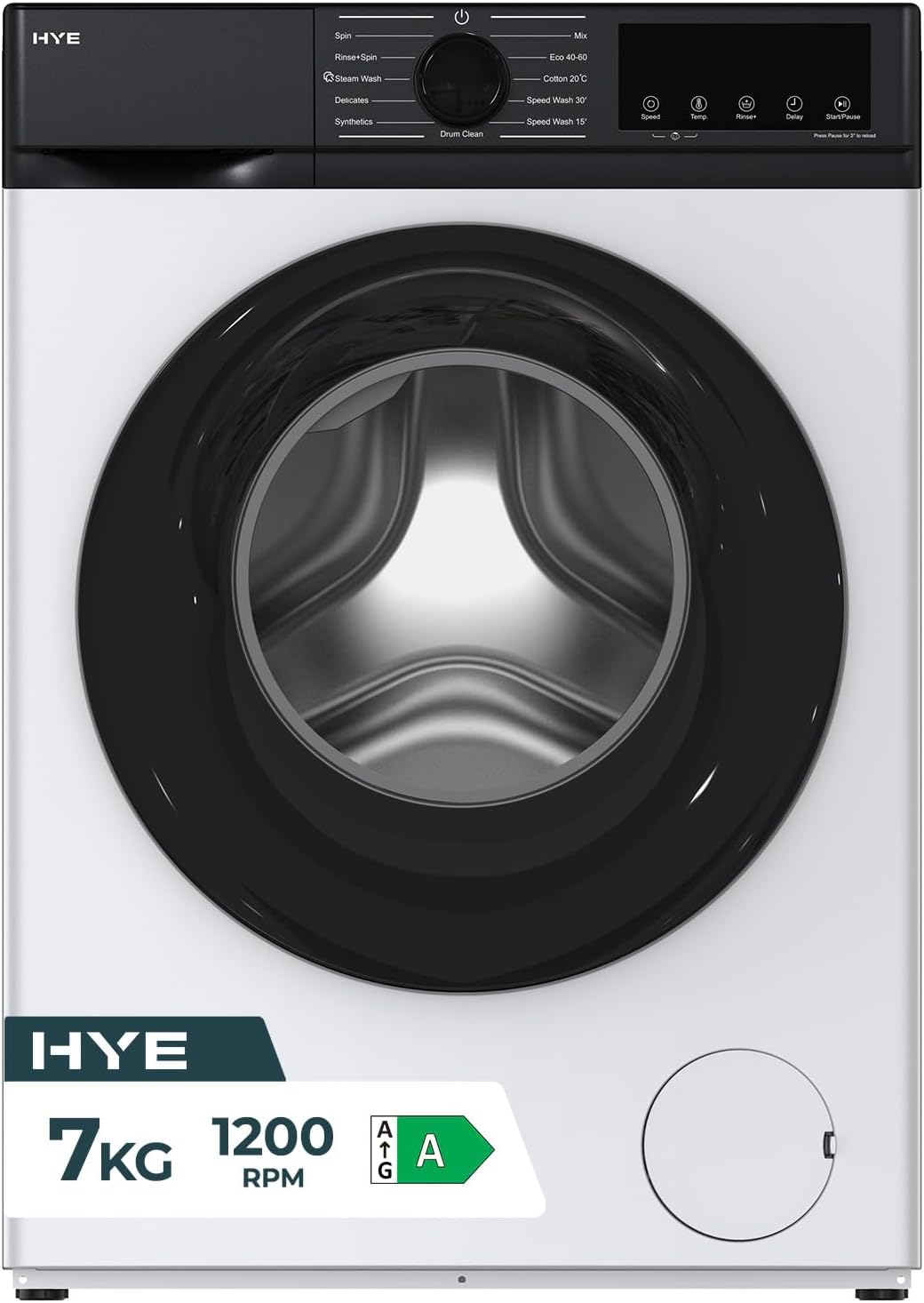 HYE Washing Machine - 7KG Drum, 1200RPM, White
