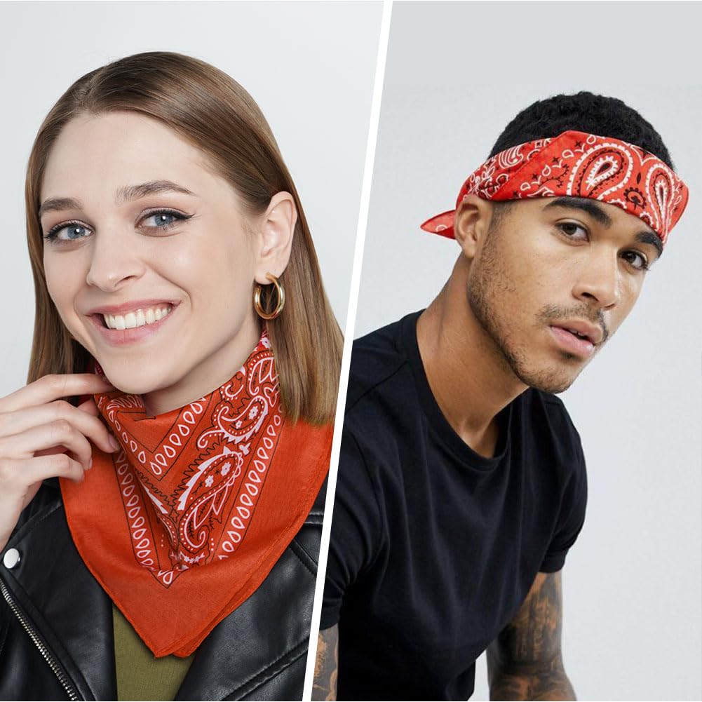 Aomig Bandana Head Scarf for Men and Women, Stylish Cowboy Headband Handkerchief, Multi-purpose Hair Scarf Paisley Print Unisex Headwraps, Bib Party Face Covering Headwear for Motorcycling
