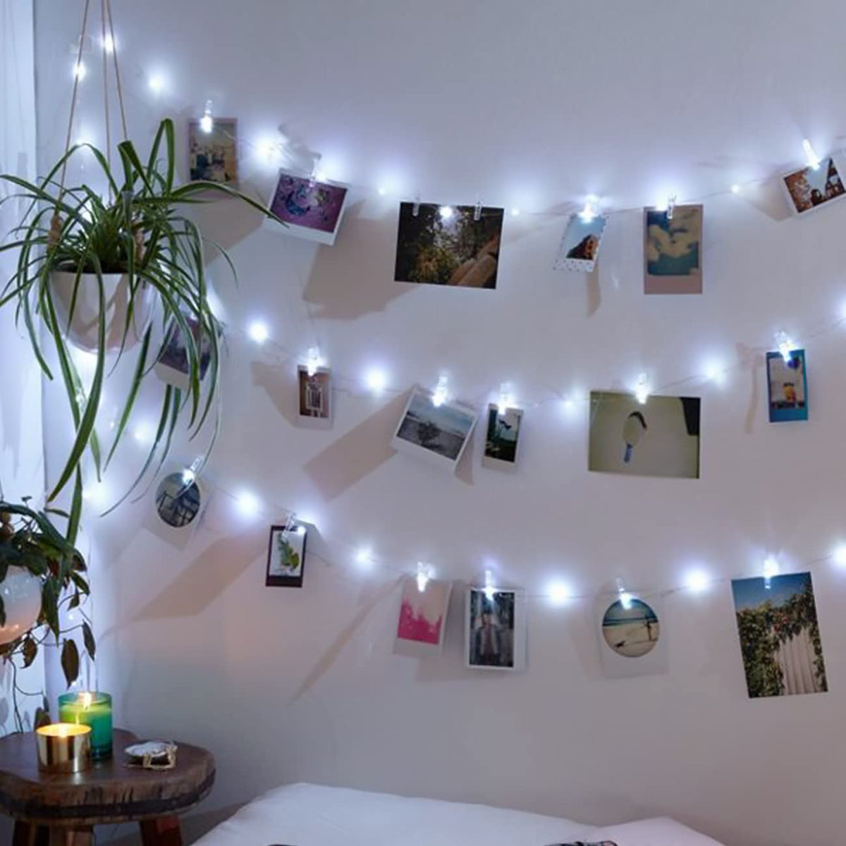 Kolpop 50LED Photo Clip String Lights, 5M Photo Peg Fairy Lights Indoor with 30 Clips Battery Powered Cooper Wire Hanging String Photo Display for Bedroom Birthday Wedding Party Christmas Decorations