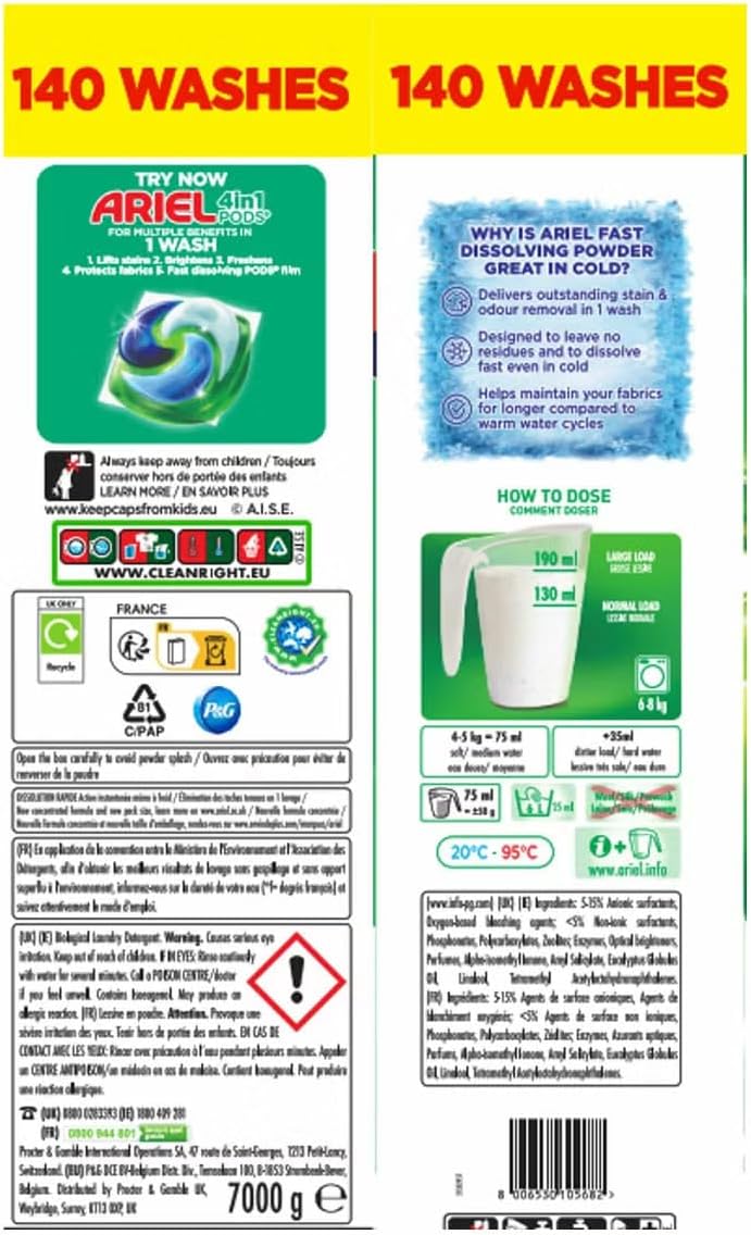 Ariel Washing Powder Professional Laundry Detergent 9.1KG 140 Wash