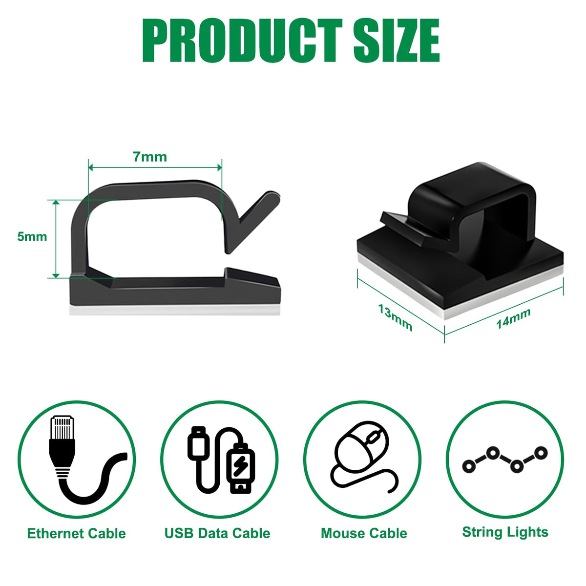 Cable Clips, Cable Tidy, Self Adhesive Cable Holder, Cable Management, Cord Organiser Clips Light Wire for Wall, Desk, Home, Office (Small-Transparent-100pcs)