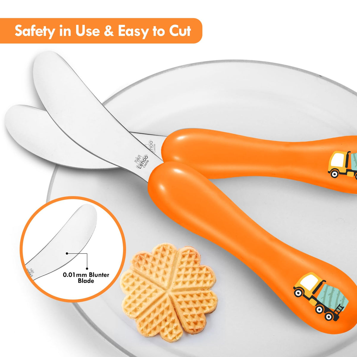 Lehoo Castle Stainless Steel Toddler Cutlery Set, 6-Piece Dinosaur Design