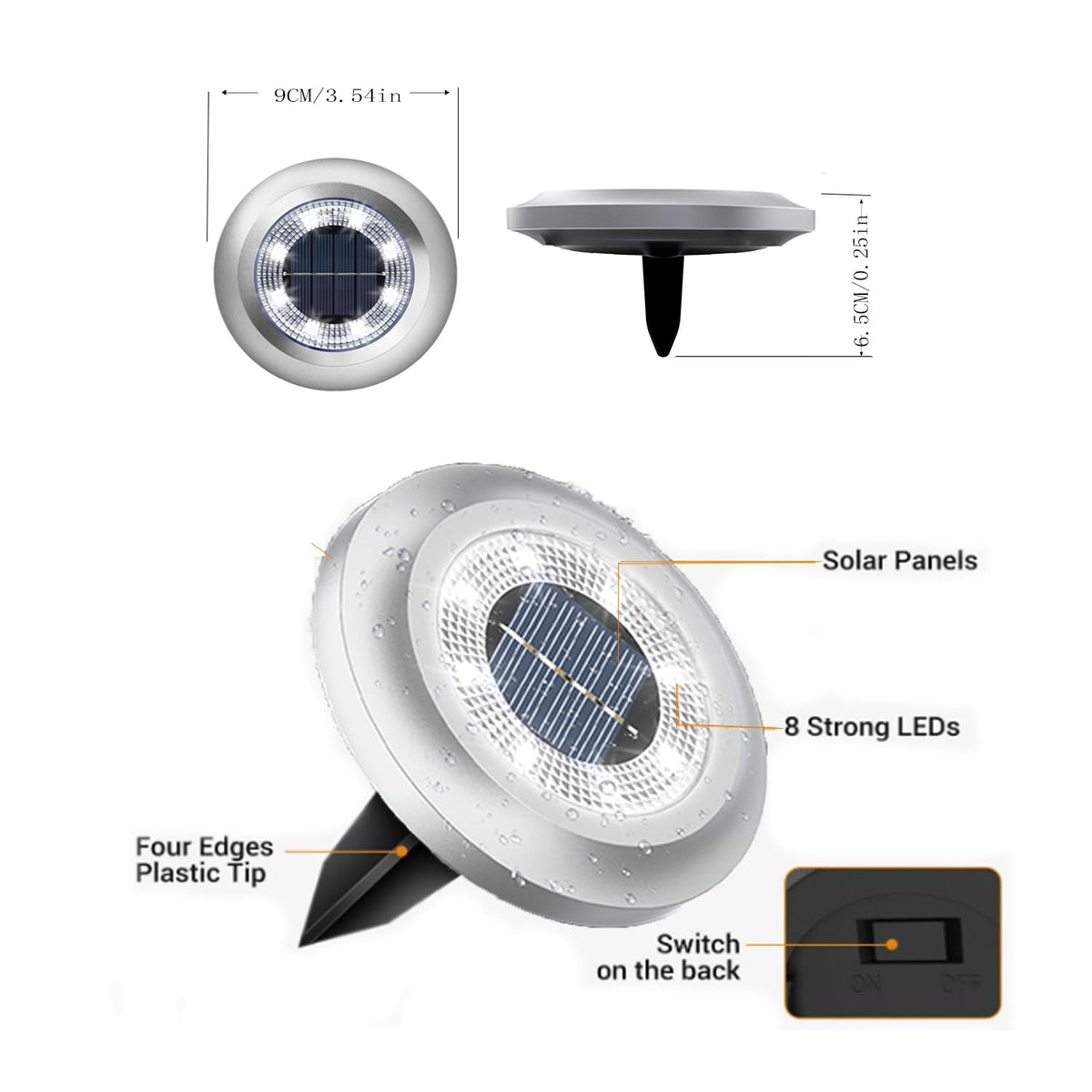 Torchtree Solar Lights Outdoor Garden,600mAh Solar Ground Lights, 8 LED Solar Disk Lights for Garden Lawn Pathway Yard Landscape Walkway（8 Pack Bright White） ﻿