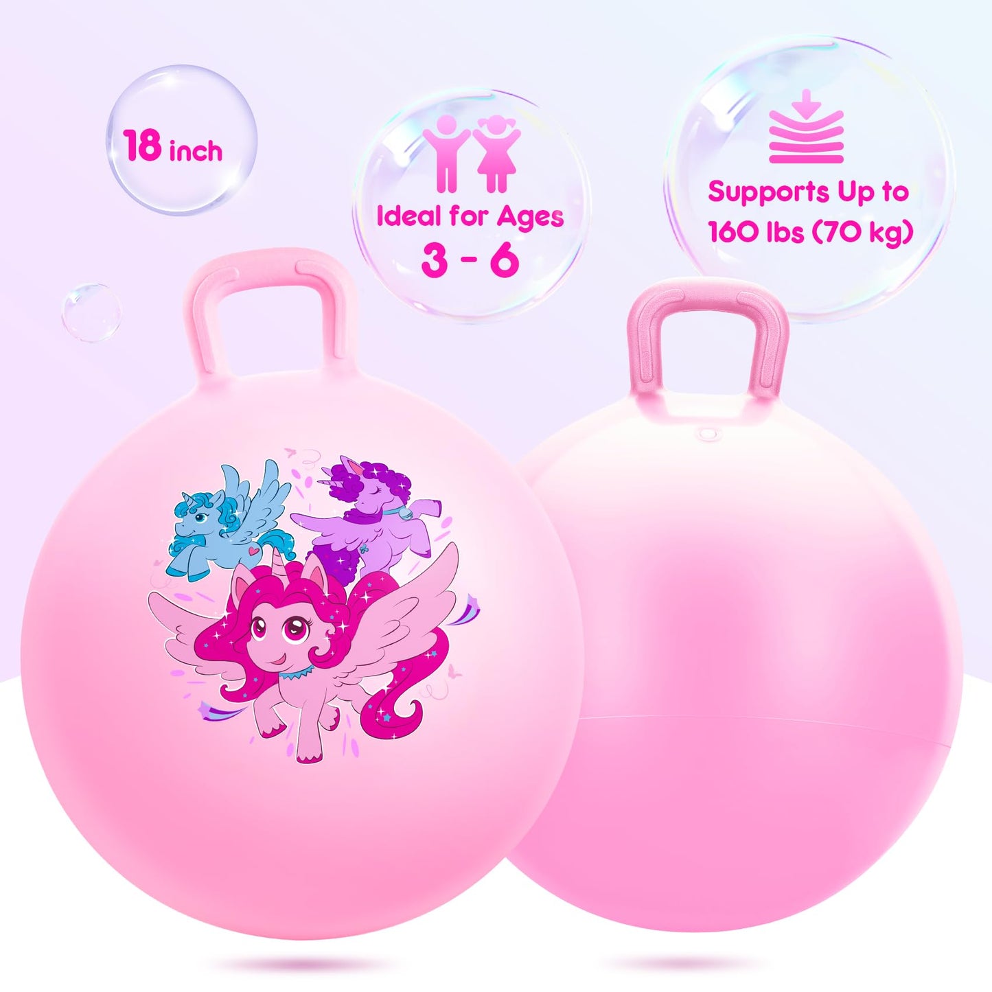 Vastoy 20 Inch Space Hopper Ball for Kids 6-9 Years - Anti-Slip Space Hopper with Hand Pump, Bouncy Inflatable Ride On Toy for Indoor Outdoor Fun, for Children (Blue Eyes)