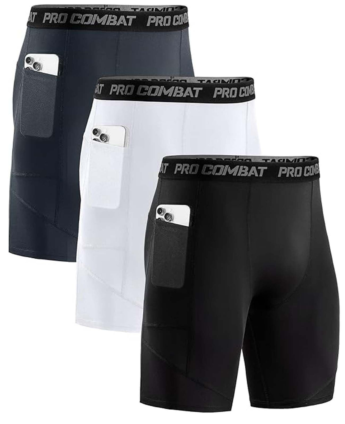 Niksa Compression Shorts Men, 1 Pack or 3 Packs Gym Running Shorts with Pockets Sports Anti Chafing Underwear Base Layer Shorts Quick-Drying Fabric Undershorts Men’s Workout Shorts