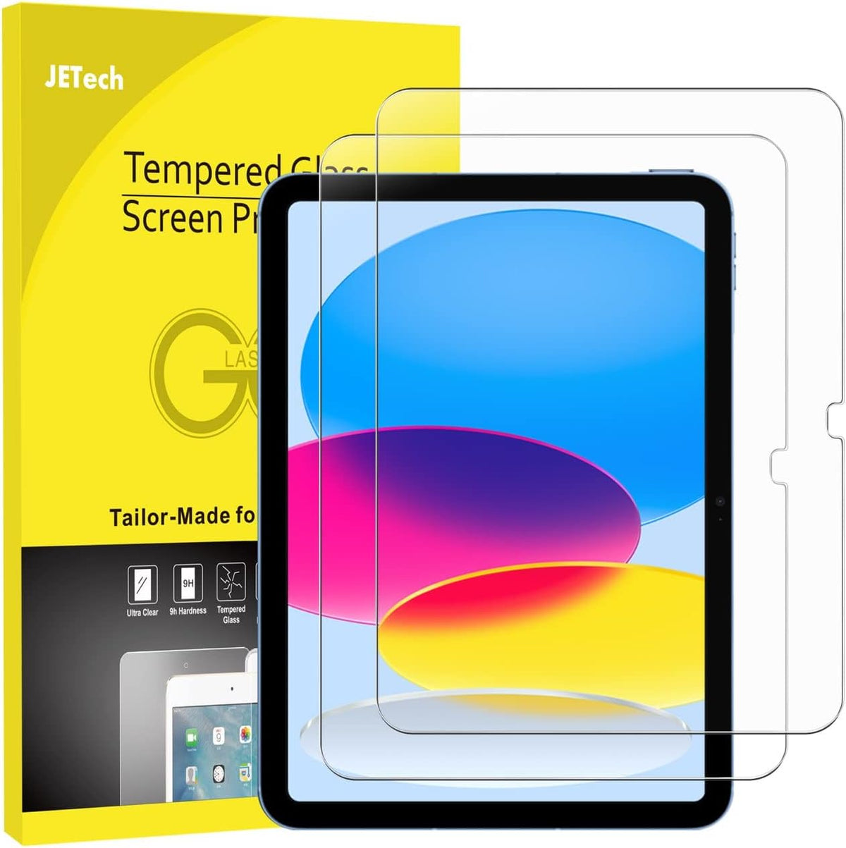 JETech Screen Protector for iPad (A16) 11th/10th Gen, 2-Pack