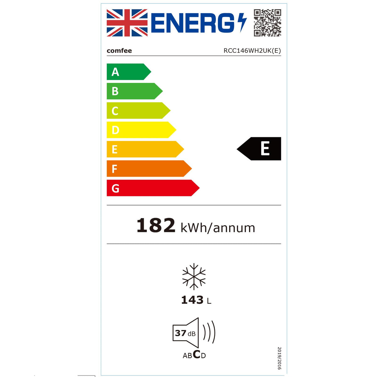 COMFEE' 99L Chest Freezer, Convertible Refrigeration Mode, RCC102BL2UK(E)