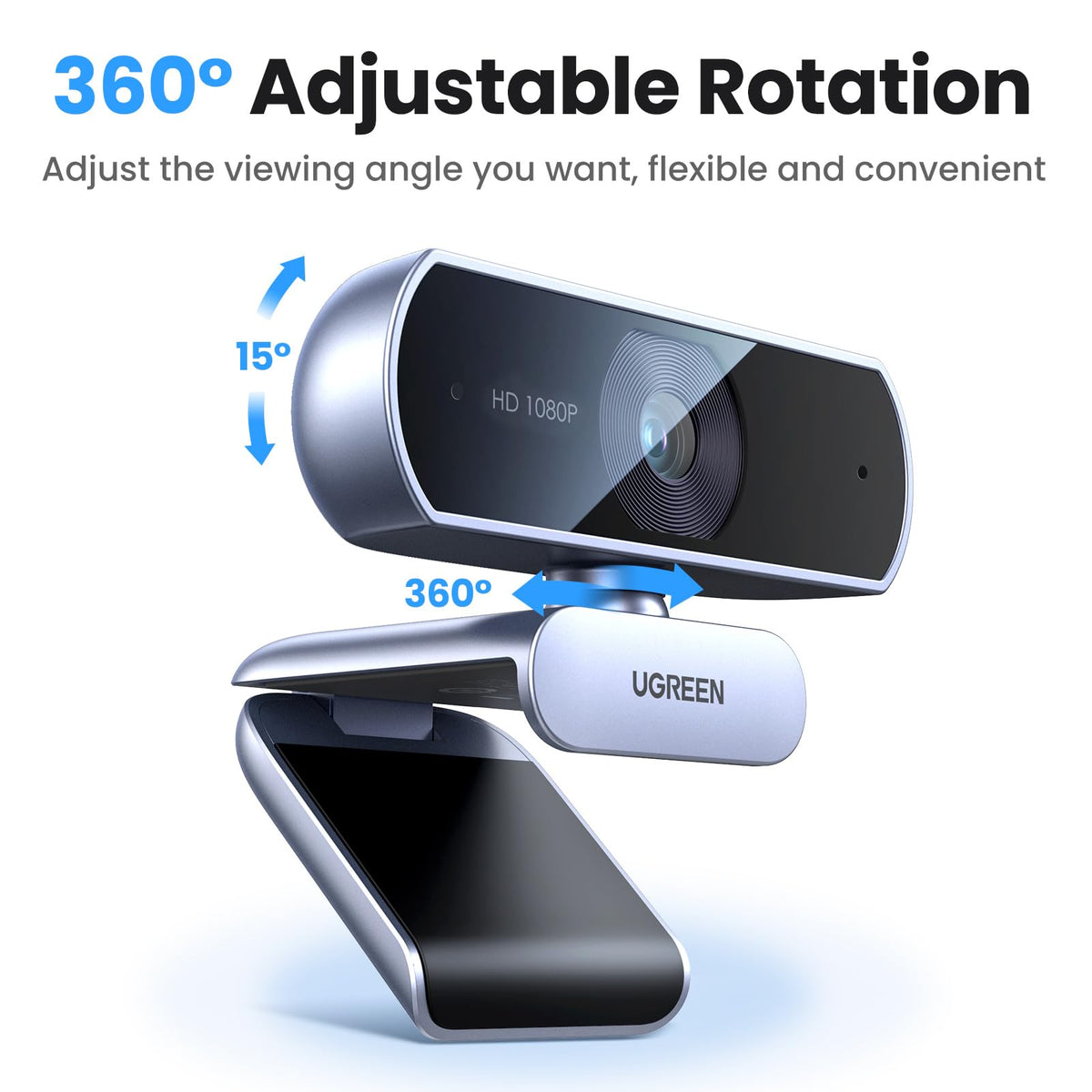 UGREEN Full HD 1080P/30fps Webcam for PC/Laptop/Mac, Auto Light Correction