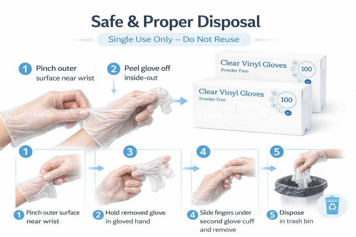 1ABOVE 100 Clear Vinyl Gloves Medium Latex-Free Powder-Free