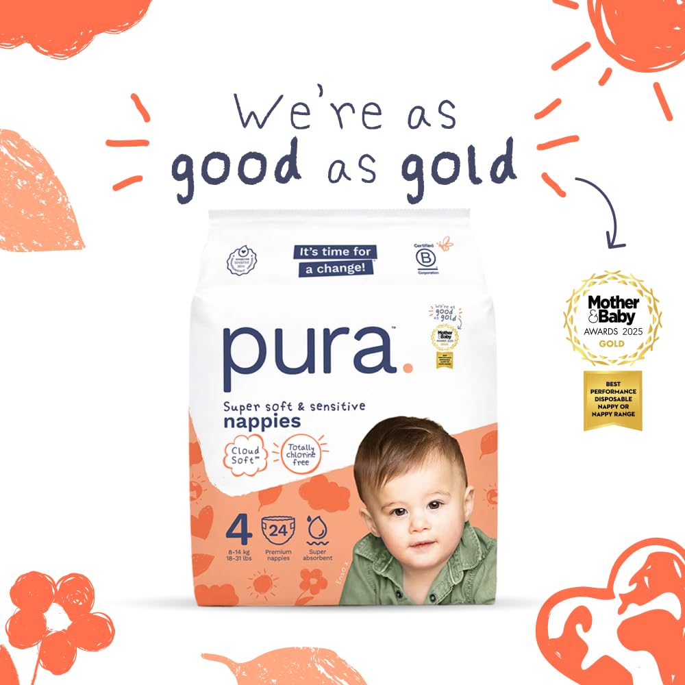 Pura Nappy Size 1 (2–5kg) 25 Count Sensitive Skin