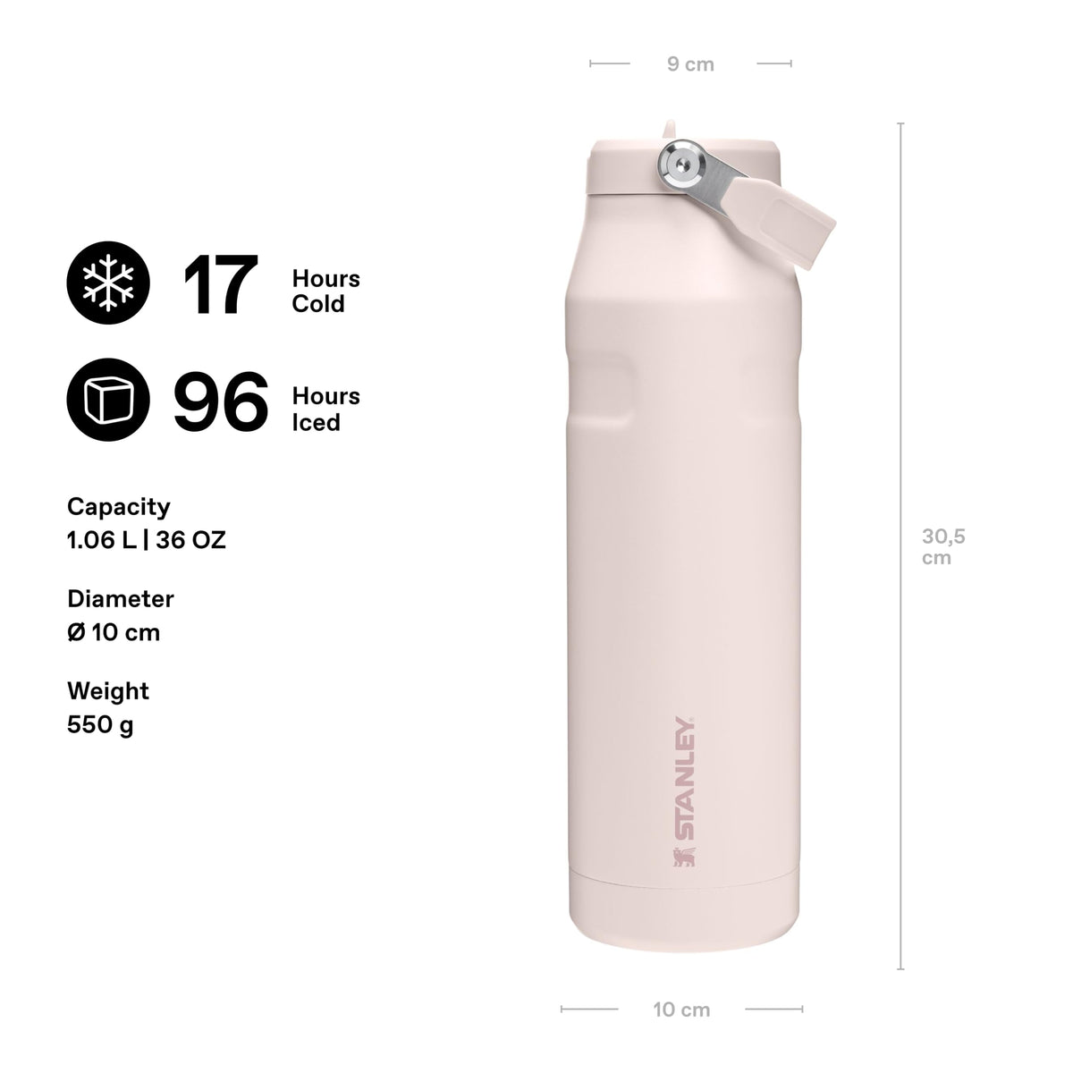 Stanley 1913 Flip Straw Sports Water Bottle 0.7L - Rose Quartz