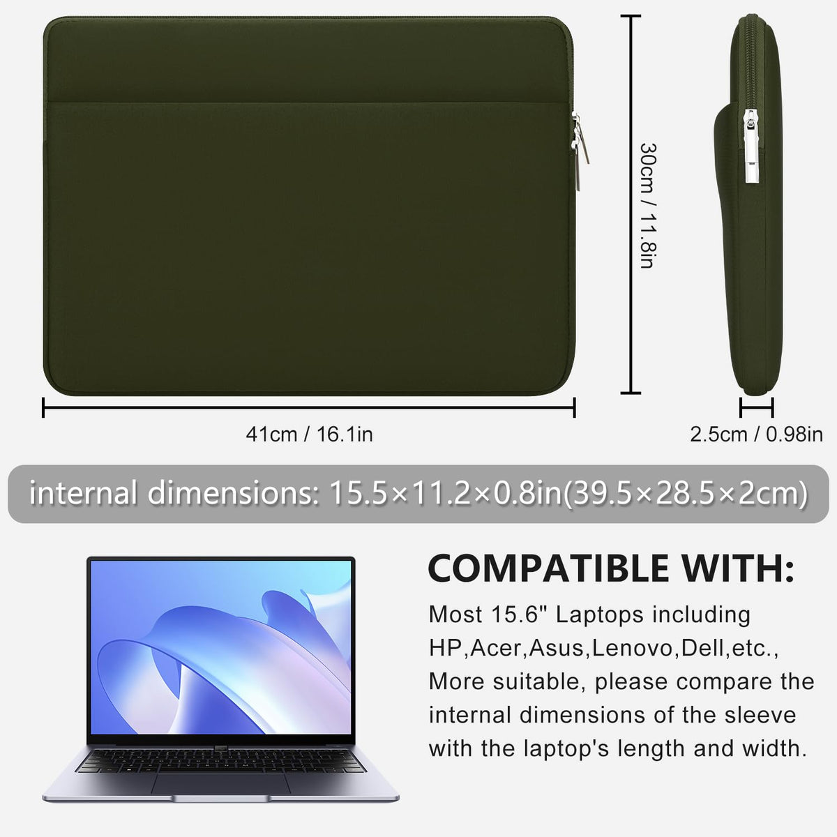 Laptop Case Compatible with 15 to 16 Inch MacBook HP Acer Asus Notebook with Zip Accessory Bag Padded Laptop Sleeve Case Protective for 15 to 16 Inch Laptop