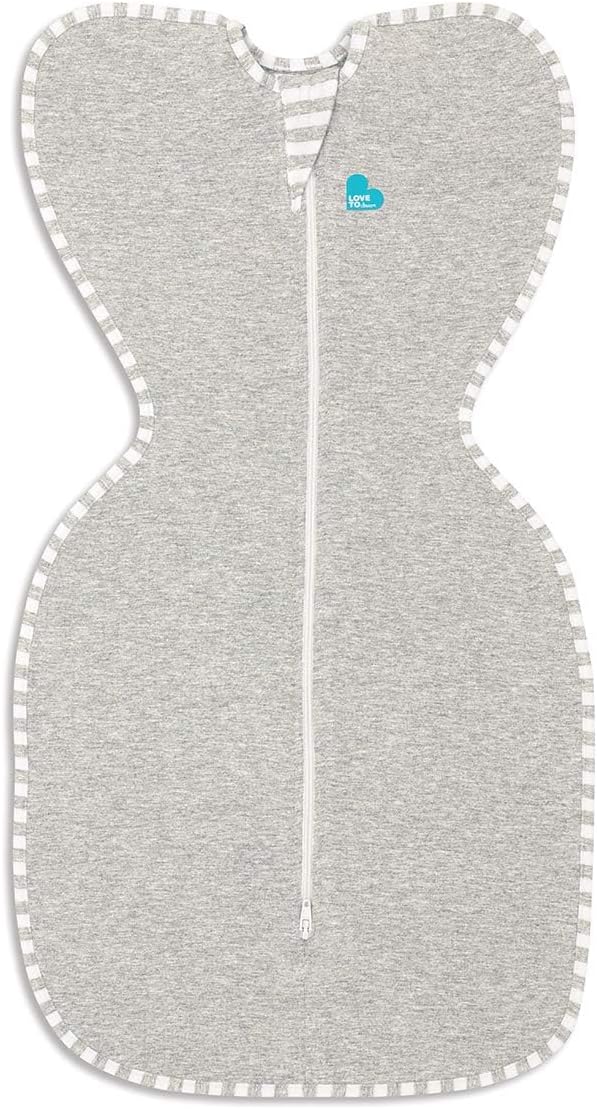 Love To Dream™ Swaddle UP™, Newborn 2.2-3.8 kg - Grey, Snug Fit, Supports Healthy Sleep Routine, 1.0 Tog - Ideal for 20-24°C Temperatures, Machine Washable Cotton & Double Zip for Easy Nappy Changes