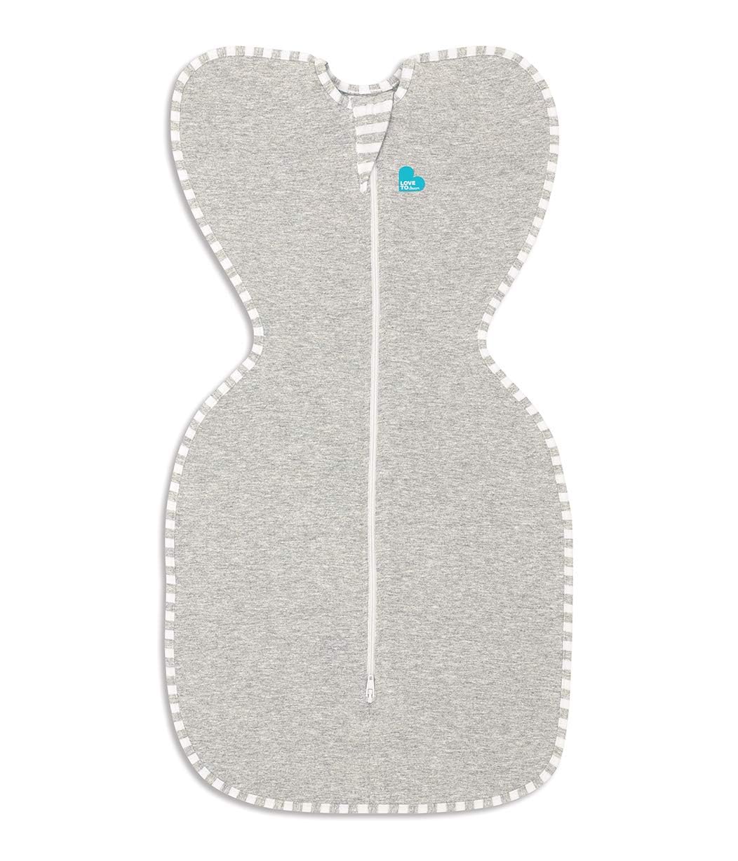 Love To Dream™ Swaddle UP™, Newborn 2.2-3.8 kg - Grey, Snug Fit, Supports Healthy Sleep Routine, 1.0 Tog - Ideal for 20-24°C Temperatures, Machine Washable Cotton & Double Zip for Easy Nappy Changes