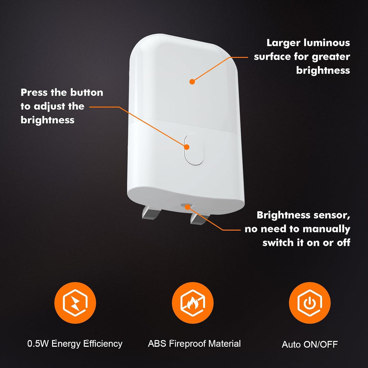 GRIFEMA Plug in Night Light with Dusk to Dawn Photocell Sensor, White
