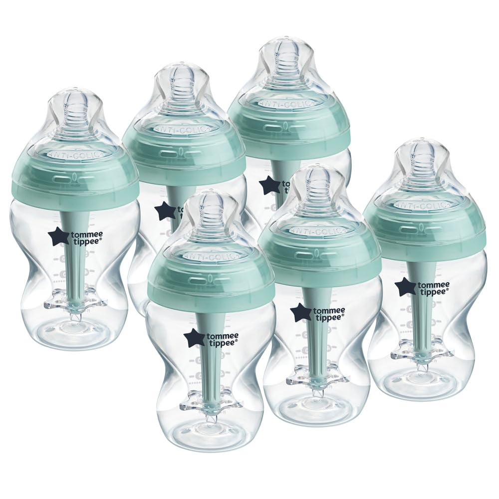 Tommee Tippee Advanced Anti-Colic Baby Bottles for 0m+, Pack of 3 260ml Baby Bottles, with Slow Flow Breast-Like Teat for a Natural Latch, Self-Sterilising and BPA Free, Baby Feeding Essentials