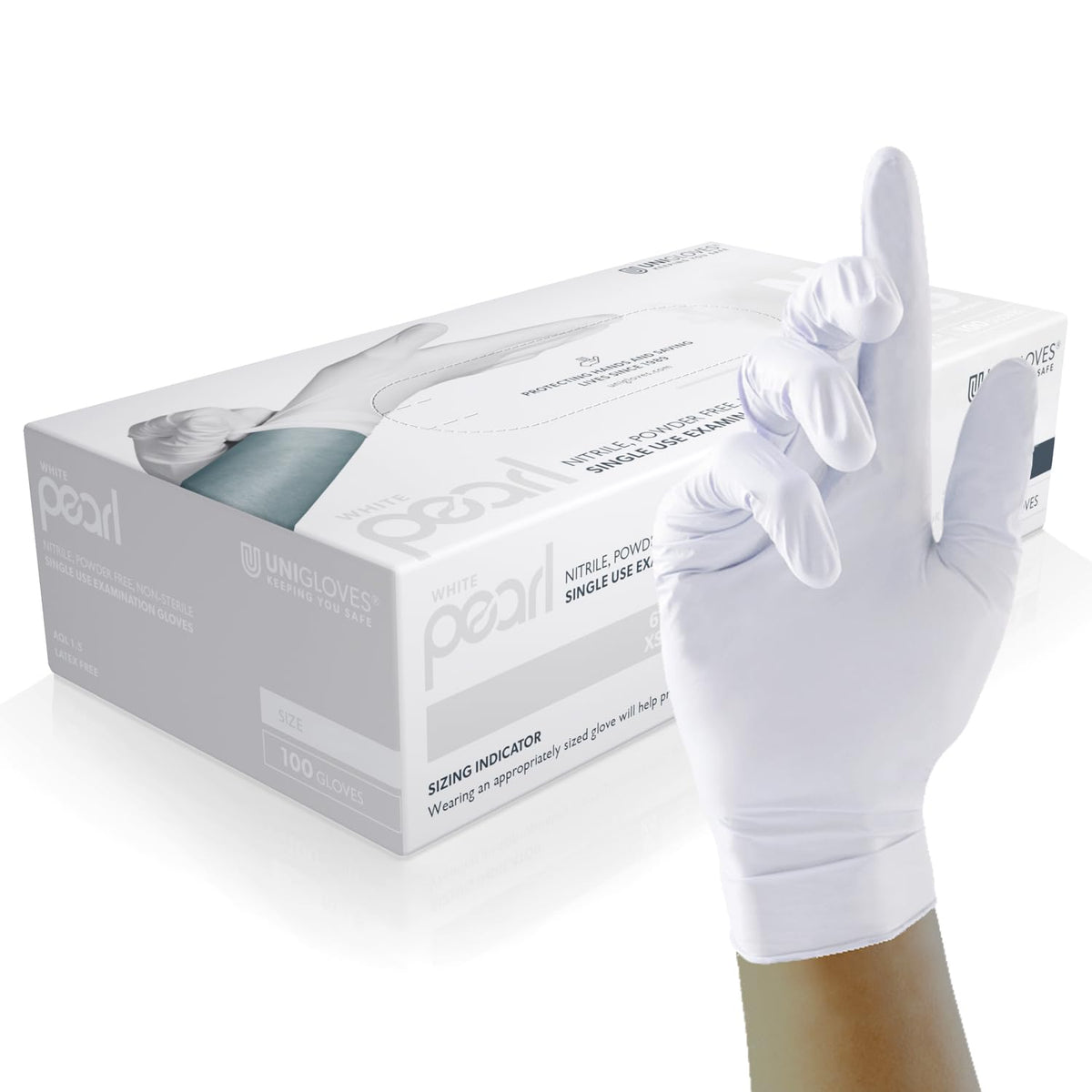 Unigloves White Pearl Nitrile Examination Gloves