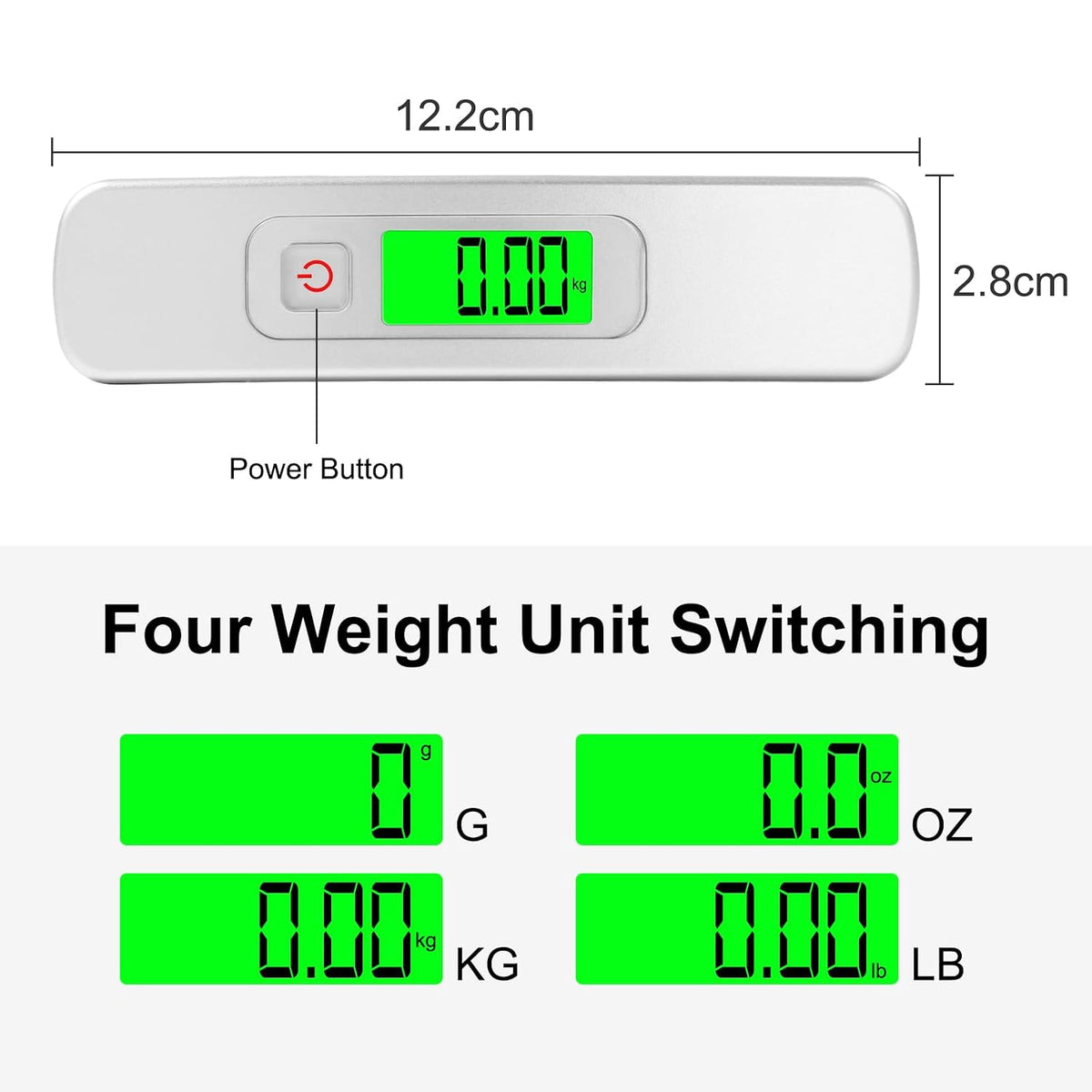 Blendura Digital Luggage Scale with Hook, 50 kg / 110 lb, White
