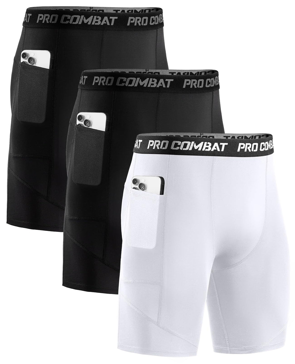 Niksa Compression Shorts Men, 1 Pack or 3 Packs Gym Running Shorts with Pockets Sports Anti Chafing Underwear Base Layer Shorts Quick-Drying Fabric Undershorts Men’s Workout Shorts