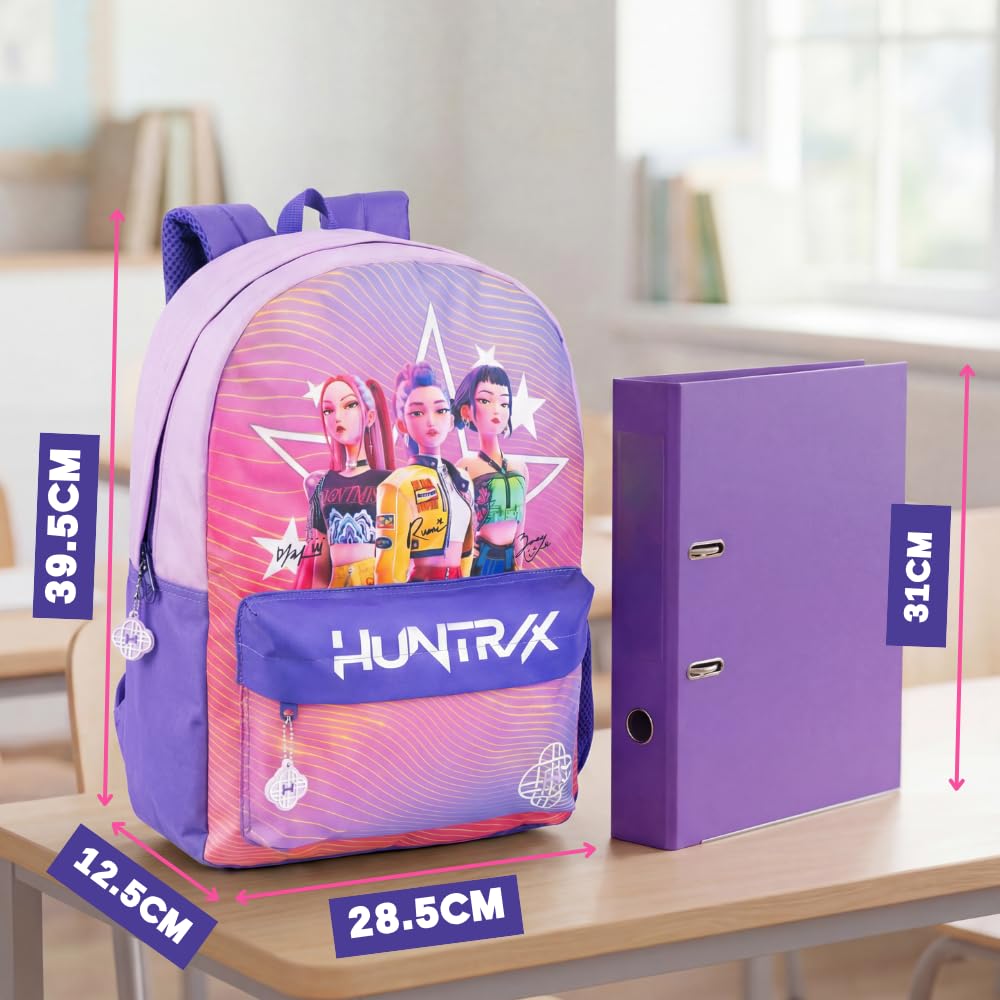 KPop Demon Hunters K-Pop Demon Hunters Derpy Tiger Blue Backpack | Kids School Bag with Front Zip Pocket | Padded Shoulder Straps & Chest Strap | K-Pop Demon Hunters Merch