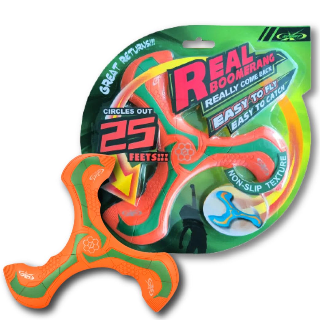 AMAZING TOYZ Soft Foam Boomerang 23cm Beginner Friendly, Safe and Real Come Back Perfect Outdoor Games for Beach, Park, Backyard & Camping – Ideal for Family Fun. Kids Age 6+ & Adults (Orange)