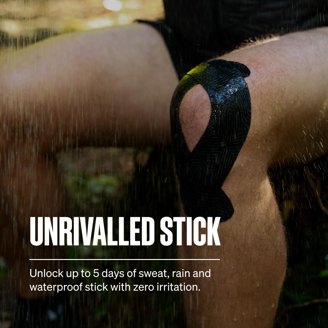 SPORTTAPE Kinesiology Tape, 5cm x 5m, Black - Waterproof, Hypoallergenic
