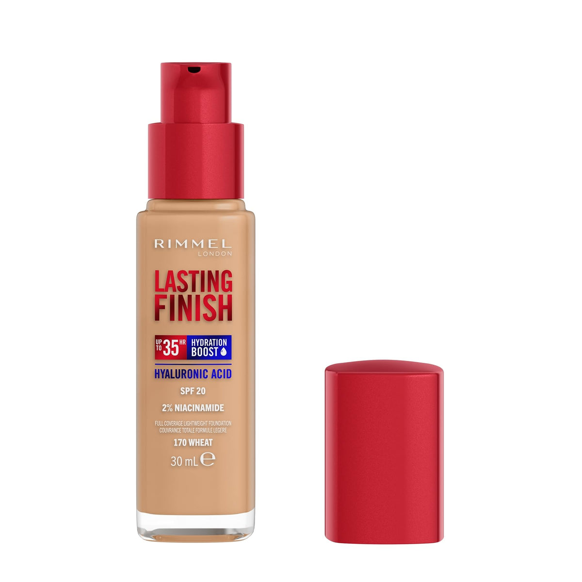 Rimmel Lasting Finish 35Hr Foundation 300 Sand, Full Coverage, Hydrating, SPF20, Hyaluronic Acid, Vitamin E, 2% Niacinamide, All Day Wear, Vegan, Cruelty Free