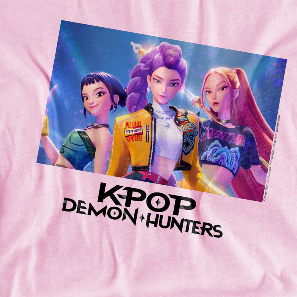 Kpop Demon Hunters Unisex Kids K-pop Demon Hunters - Heroic Huntrix Huntr/X Kids T Shirt, White T-Shirt (Pack of 1)