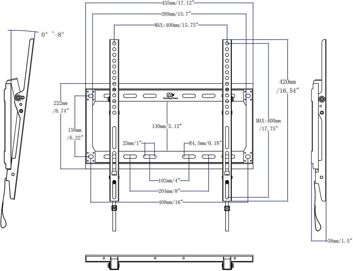 Mounting Dream Fixed TV Wall Bracket for 26-60" TV Max VESA 400x400mm 45kg