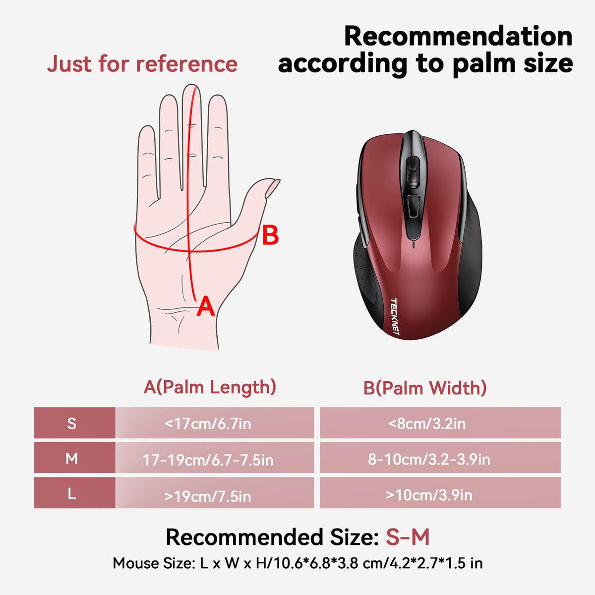 TECKNET Bluetooth Mouse, Rechargeable Bluetooth Wireless Mouse