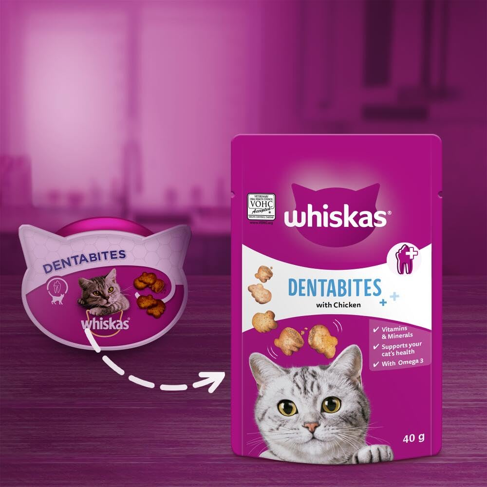 WHISKAS Crunch 100g (Pack of 6) - Tasty Topping Adult Cat Treat Biscuits