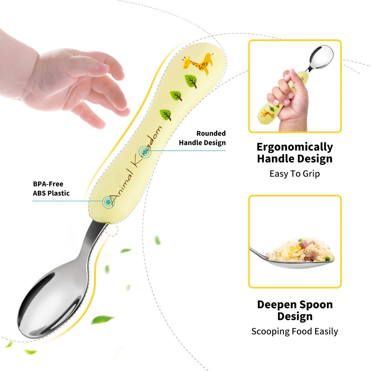 Lehoo Castle Stainless Steel Toddler Cutlery Set, 6-Piece Dinosaur Design