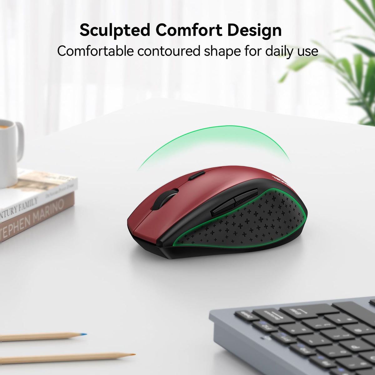 TECKNET Wireless Mouse for Laptop, 4800 DPI Optical Computer Mice with 6 Adjustable Levels, 30 Months Long Battery Life 2.4G Cordless USB Silent Mouse for Notebook, PC, Office Home Work -Grey