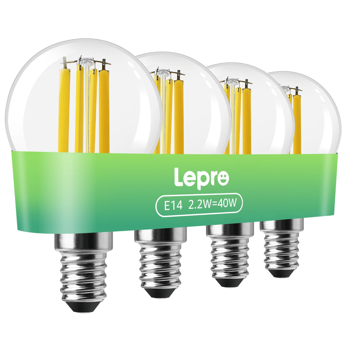 Lepro E14 Golf Ball Bulb A-Rated, Warm White, 2.2W = 40W, 470LM, Pack of 2