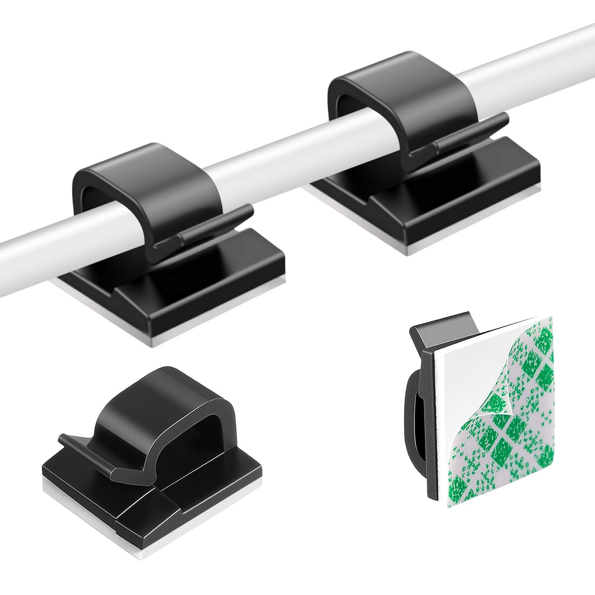 Cable Clips, Cable Tidy, Self Adhesive Cable Holder, Cable Management, Cord Organiser Clips Light Wire for Wall, Desk, Home, Office (Small-Transparent-100pcs)