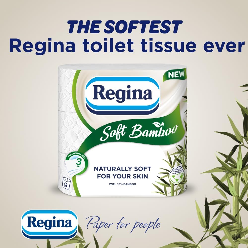 Regina Soft Bamboo, 9 Rolls of Toilet Tissue, 3-Ply
