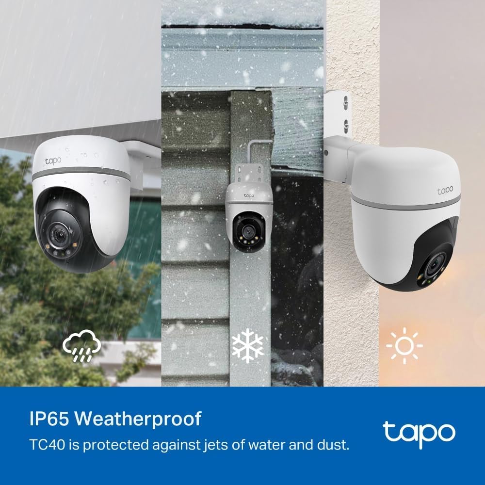 Tapo TC40 Pan/Tilt Smart Security Outdoor Camera, Full HD, 360° Person Detection Motion Tracking, Color Night Vision, WiFi Camera No Monthly Fee, Two-Way Talk, IP65, Works with Alexa and Google