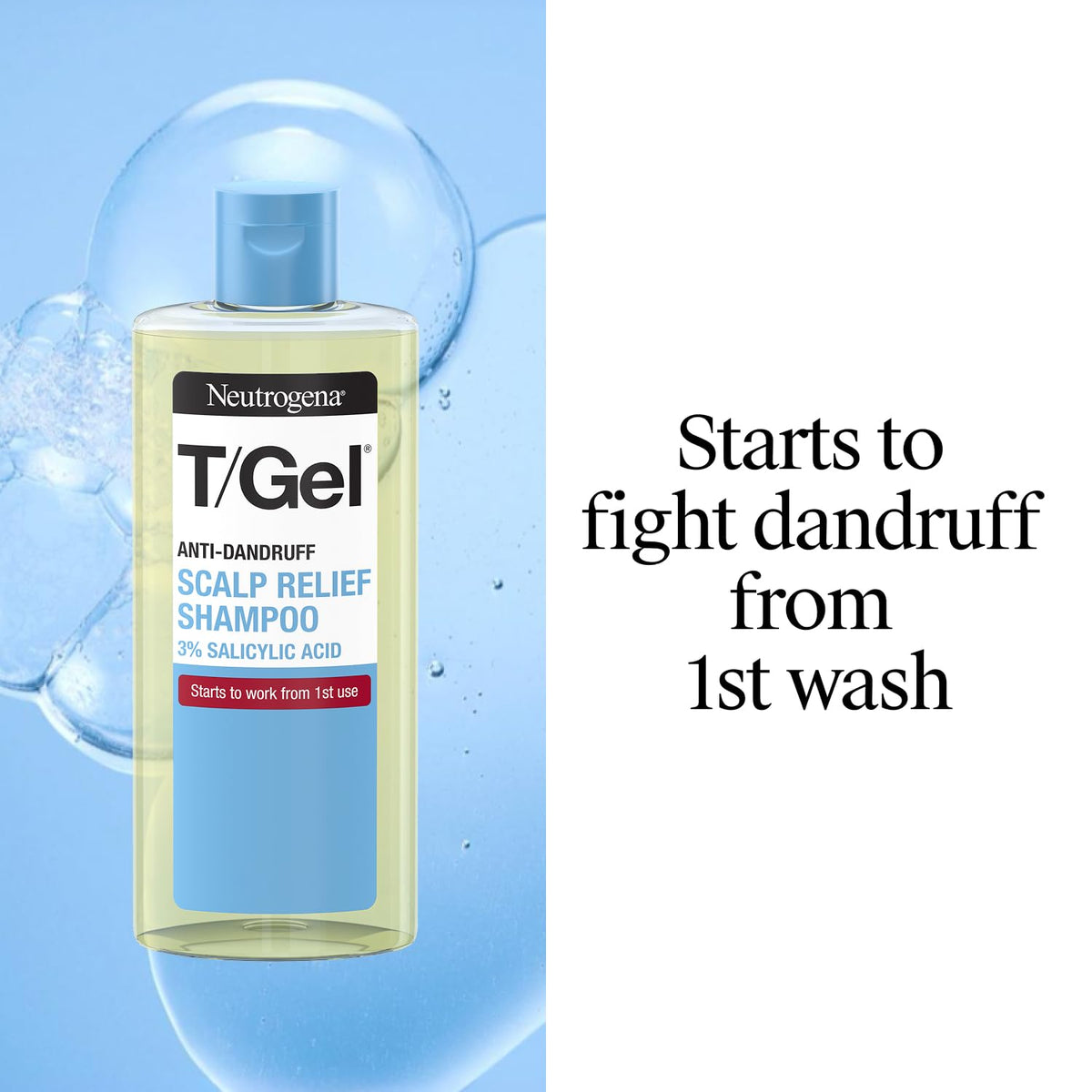 Neutrogena T/Gel Scalp Relief Anti-Dandruff Shampoo (250ml) With 3% Salicylic Acid, Suitable for Those Prone to Scalp Psoriasis and Seborrhoeic Dermatitis,Packaging may vary