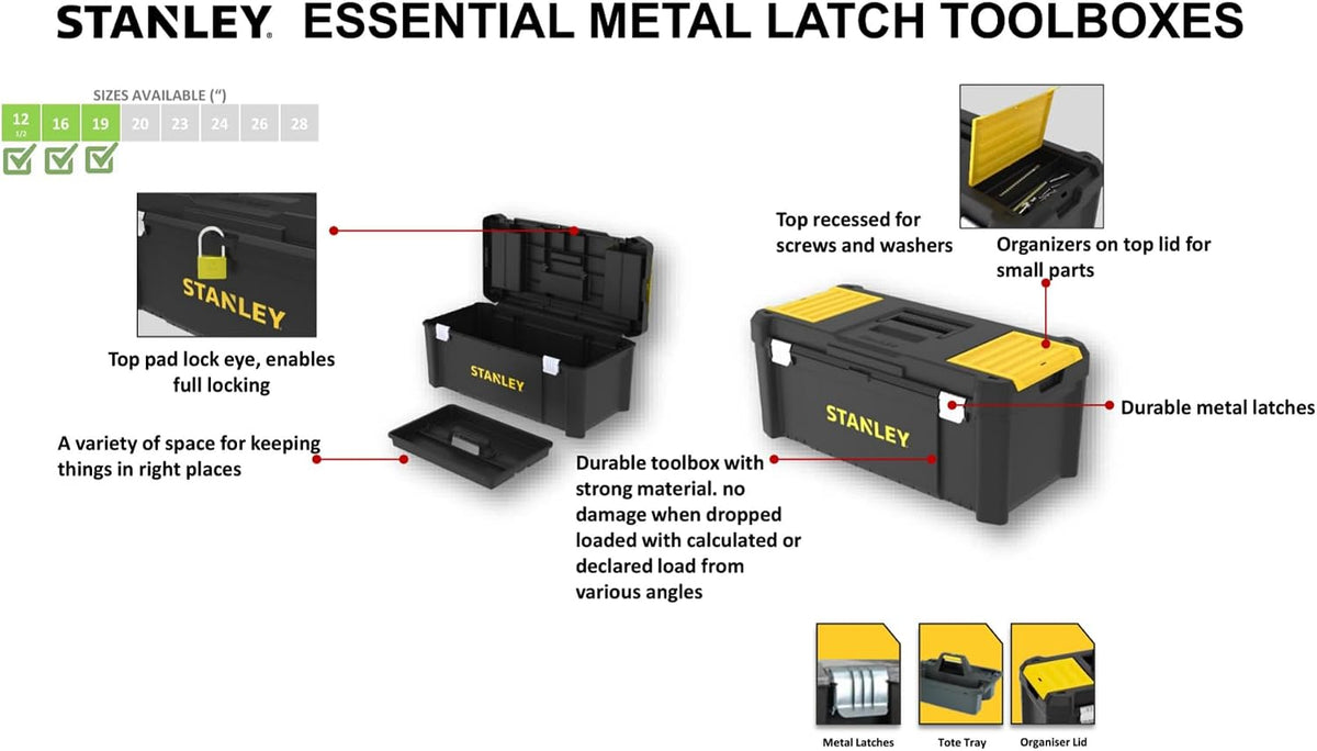 STANLEY 16in Essential Lightweight Tool Box, STST1-75518