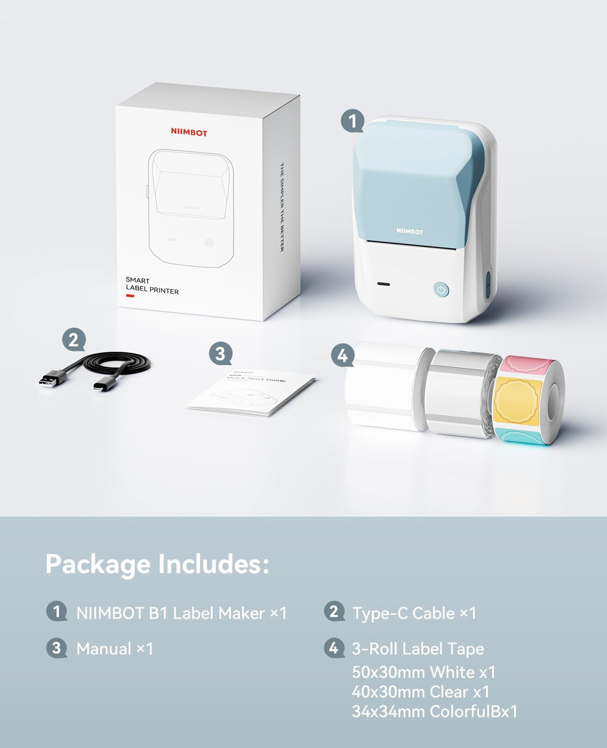 NIIMBOT B1 Label Maker Machine, 2 Inch Bluetooth Sticker Printer