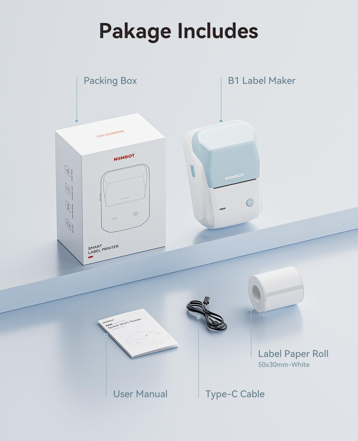 NIIMBOT B1 Label Maker Machine, 2 Inch Bluetooth Sticker Printer