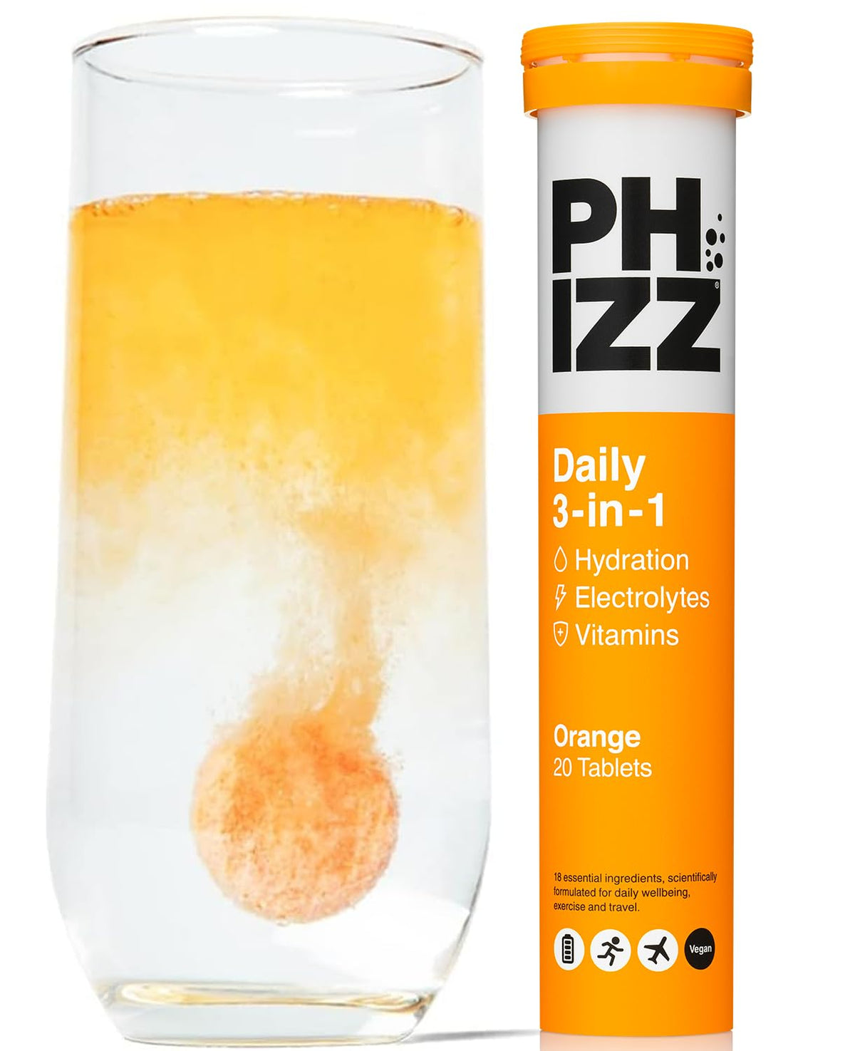 Phizz Electrolytes, Multivitamin & Hydration Tablets - 60 Effervescent Rehydration Electrolyte Tablets - 18 Vitamins & Minerals, Vitamin C, Vegan, Vegetarian & Low Calorie (Lemon, 60 Tablet)