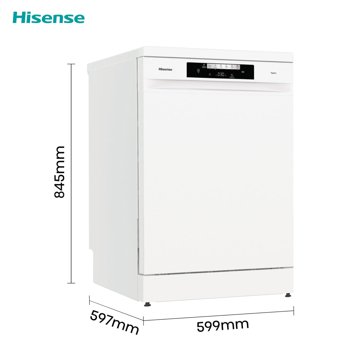 Hisense HS523E15WUK Slimline 10 Places Free Standing Dishwasher White with 30 Minutes Quick Wash [Energy Class E]