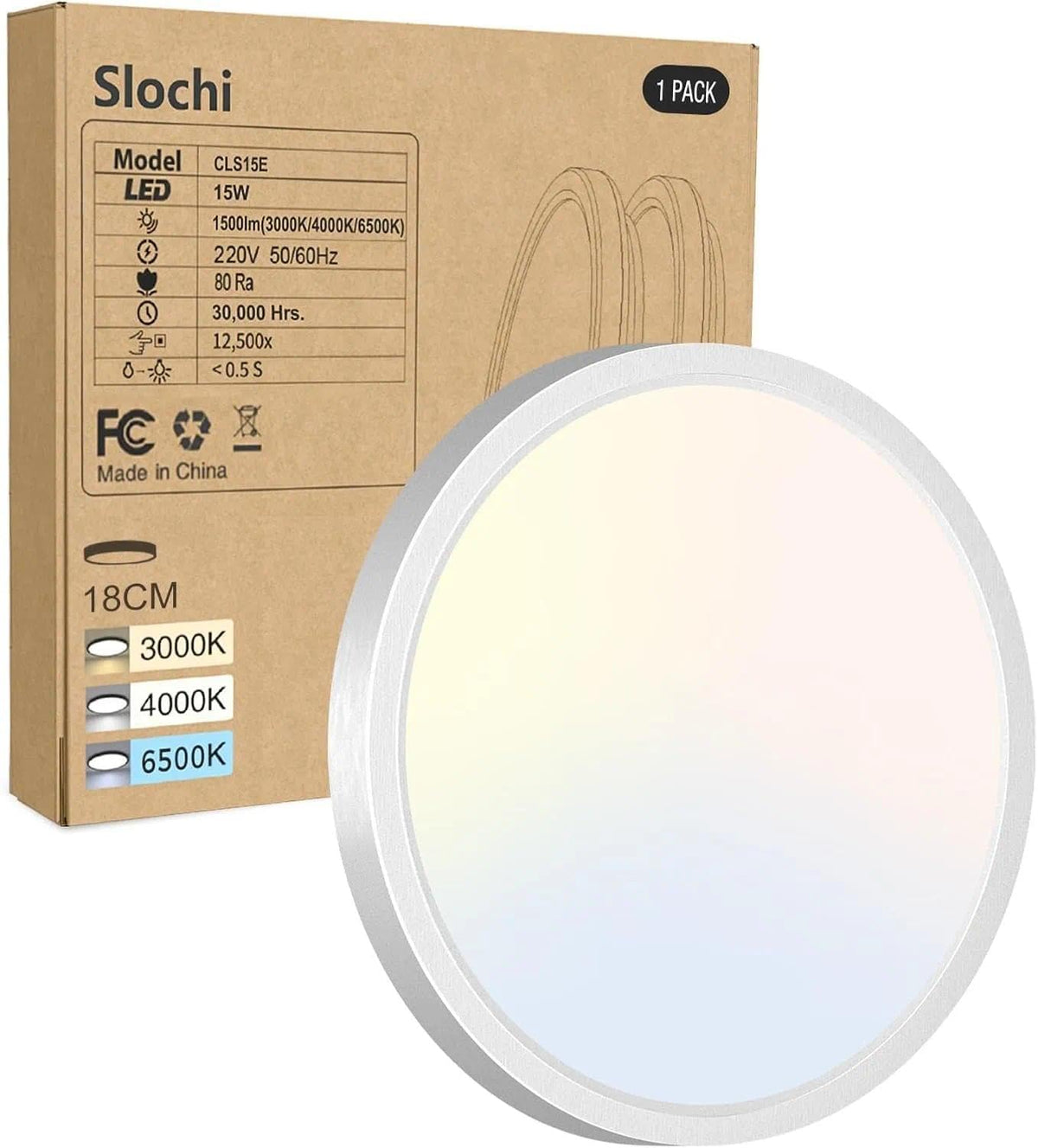 slochi Bathroom Light, 3000K/4000K/6500K 3 Color Temperature, Waterproof, Round, Modern, Flush Ceiling Light for Bathroom, Kitchen, Bedroom, Hallway and MoreØ18CM(Gold)