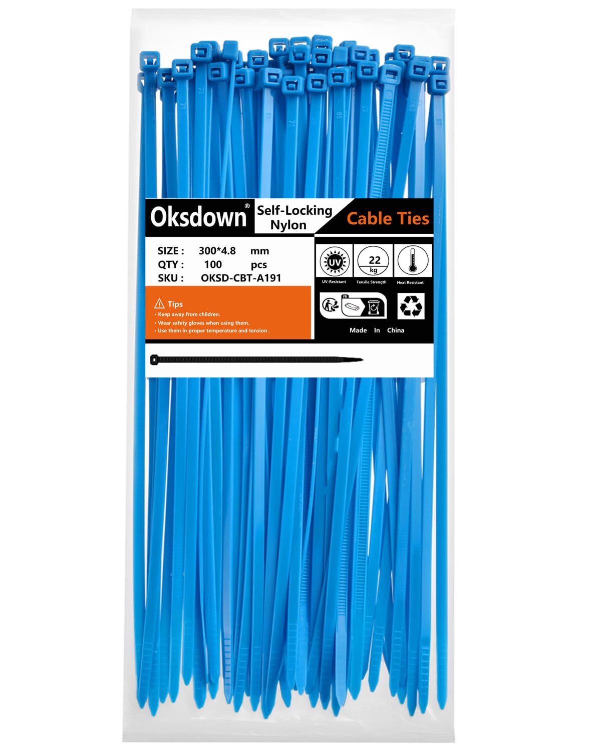 100 Pack Yellow Plastic Cable Ties 300mm×3.6mm Heavy Duty Strong Nylon Premium Self Locking 12 inch/30 cm Long Zip Tie Wraps