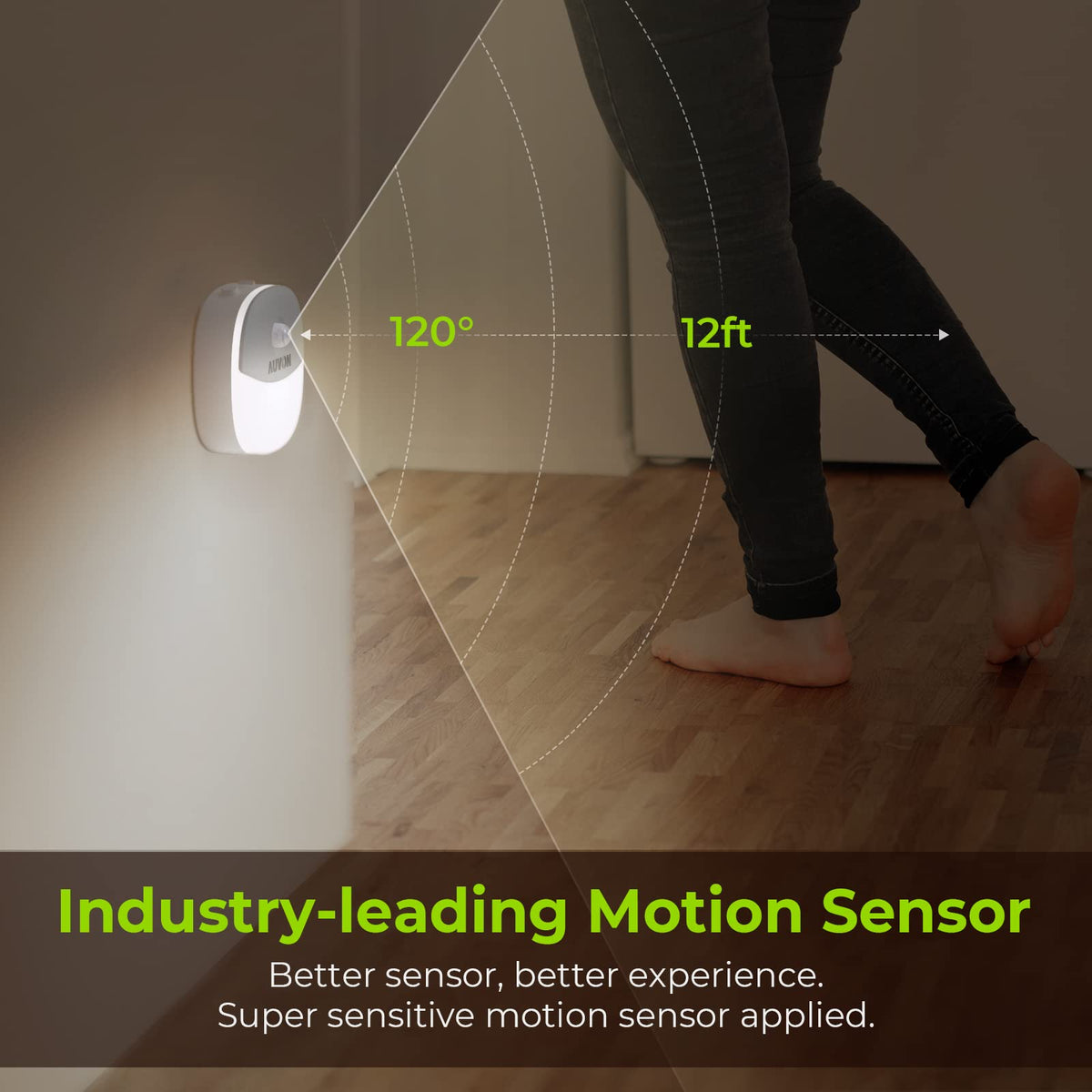 AUVON Magnetic Rechargeable Night Light, Motion & Dusk-Dawn Sensor, 2 Packs