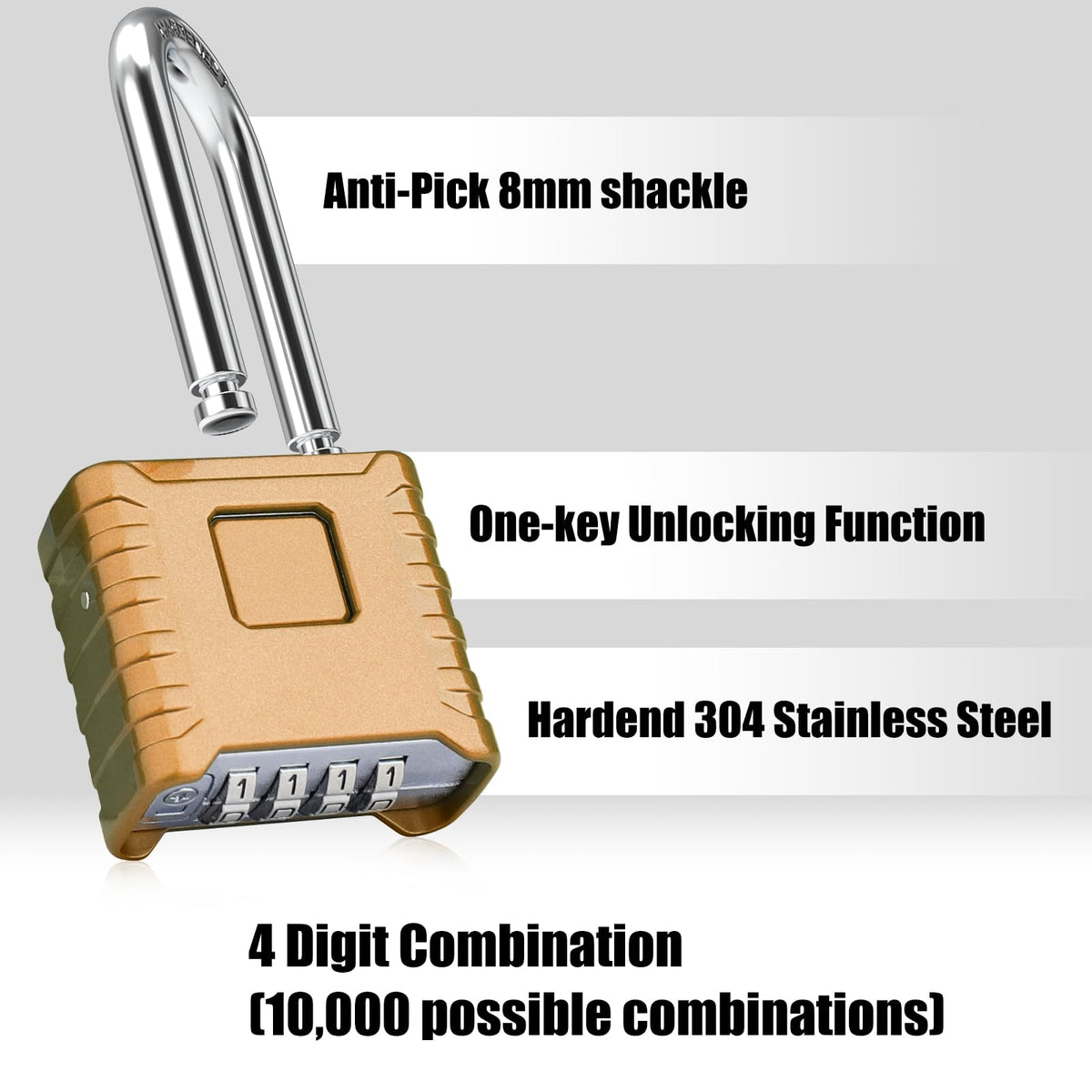 Diyife Large Heavy Duty Combination Padlocks Outdoor, 52mm Weatherproof