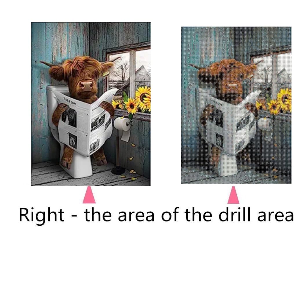VARHHUXHA 5D Diamond Art Painting Kits for Adults, Cow and Flower Full Drill Crystal Art Kits for Adults, DIY Cross Stitch Arts Crafts Pictures Embroidery Kit for Beginner Home Wall Decor 30x40