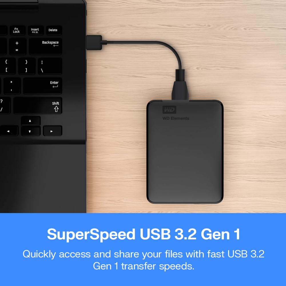 WD 5TB Elements AE Portable External Hard Drive, SuperSpeed USB 3.2 Gen 1/USB 3.0, Plug-and-Play, Formatted for Windows, Black